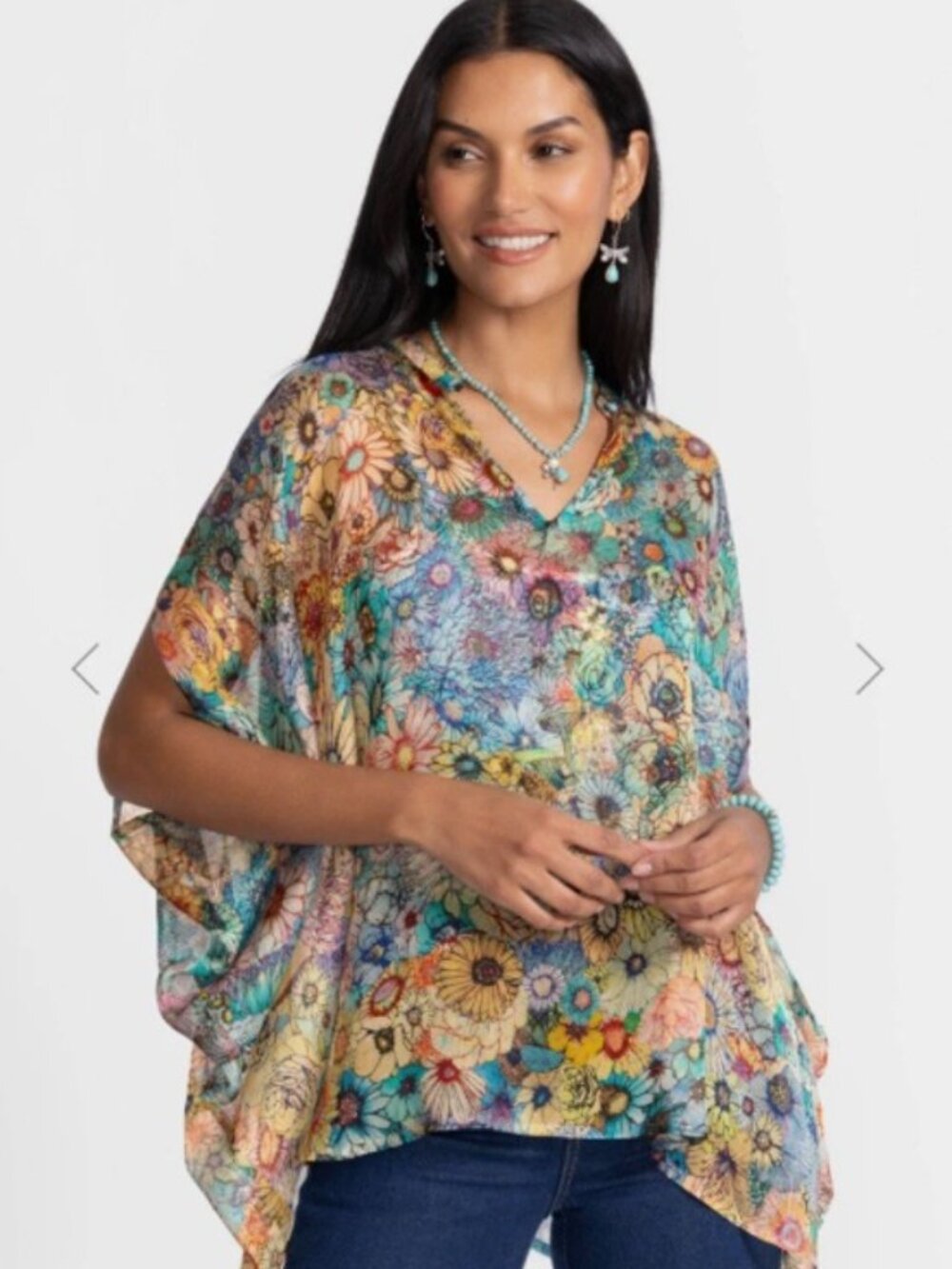 Johnny Was Sascha Silk Poncho Top S/M